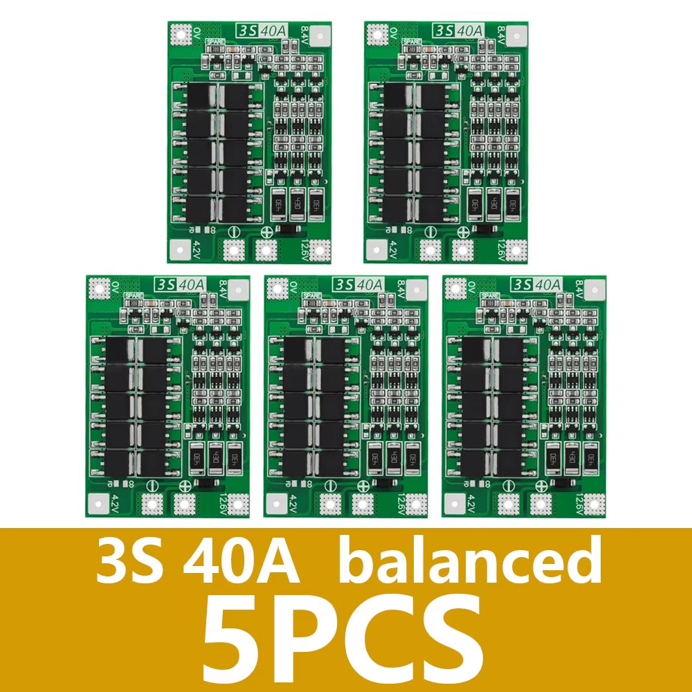 3S 4S 40A 60A Li-Ion Lithium Battery Charger Protection Board 18650 BMS for Drill Motor 11.1V 12.6V/14.8V 16.8V Enhance/Balance