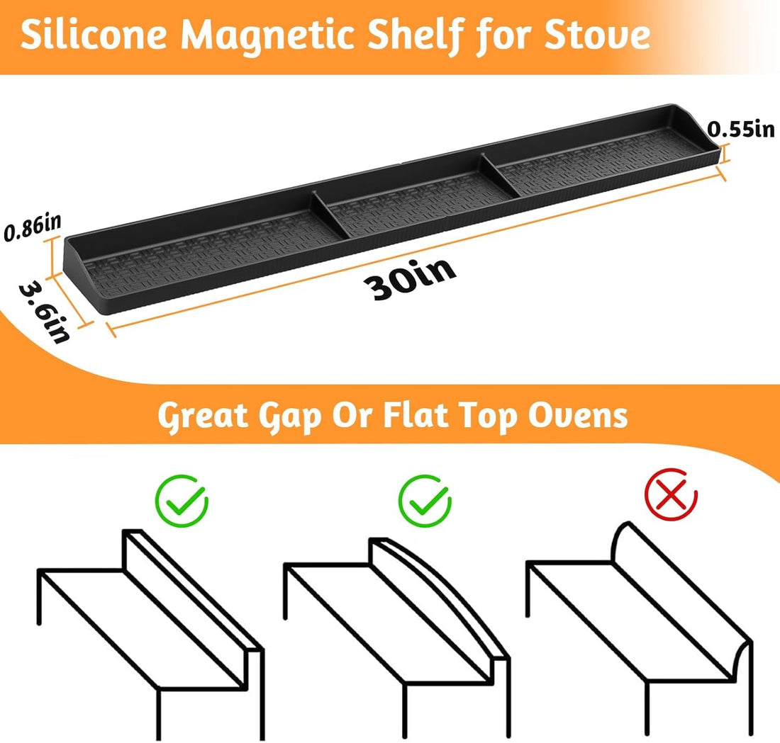 30 Inch Magnetic Silicone Stove Top Shelf – Heat Resistant Kitchen Organizer Rack - Avidor