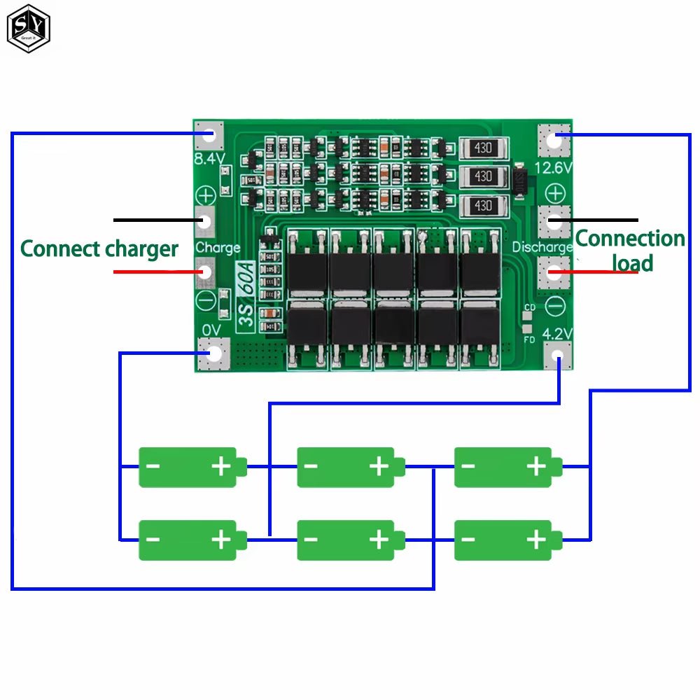 3S 4S 40A 60A Li - Ion Lithium Battery Charger Protection Board 18650 BMS for Drill Motor 11.1V 12.6V/14.8V 16.8V Enhance/Balance - Avidor