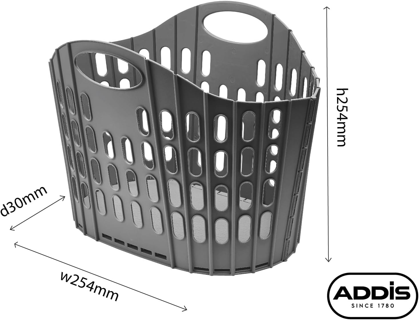 Flat Easy Store Laundry Basket Hamper, Dark Grey, 38 Litre 518150