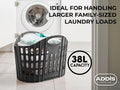 Flat Easy Store Laundry Basket Hamper, Dark Grey, 38 Litre 518150