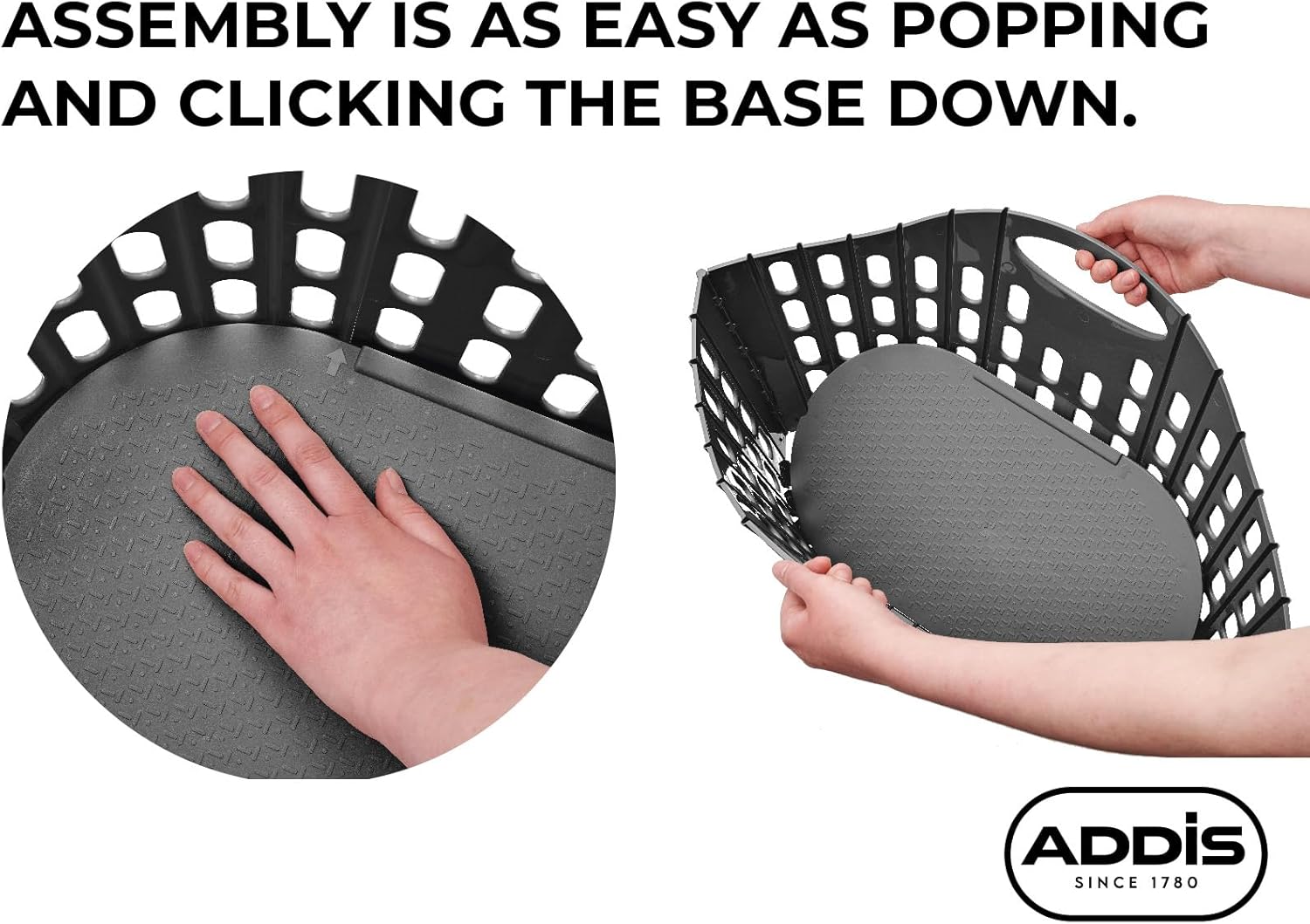 Flat Easy Store Laundry Basket Hamper, Dark Grey, 38 Litre 518150