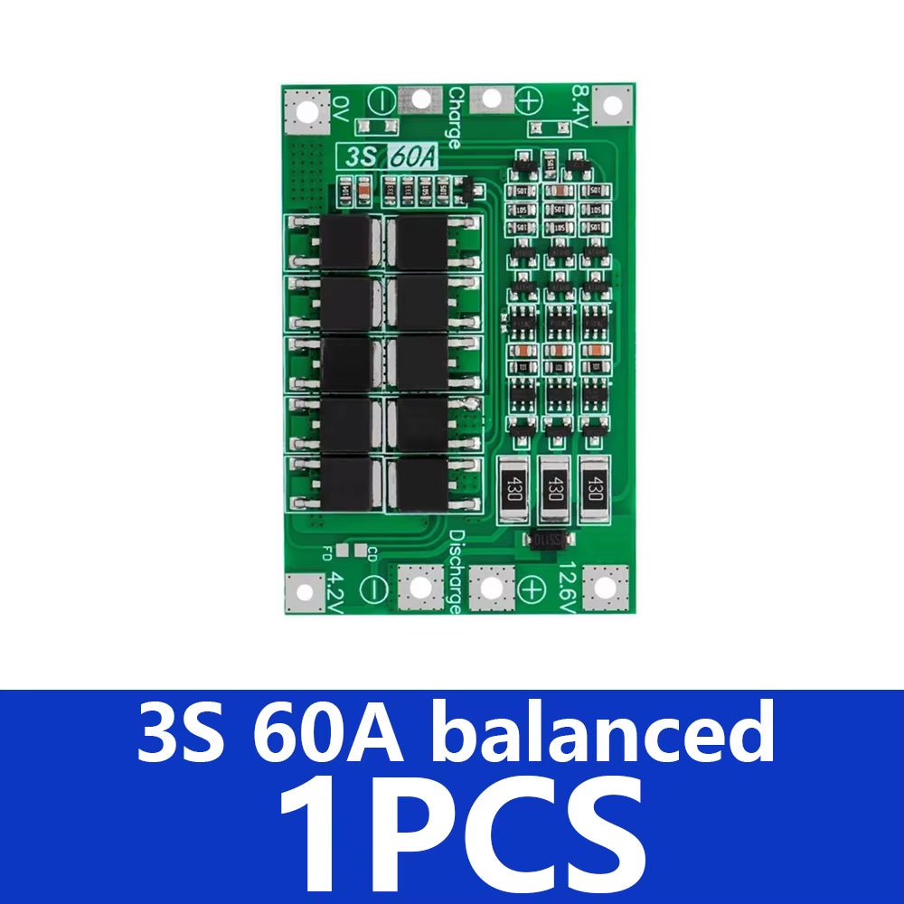 3S 4S 40A 60A Li-Ion Lithium Battery Charger Protection Board 18650 BMS for Drill Motor 11.1V 12.6V/14.8V 16.8V Enhance/Balance