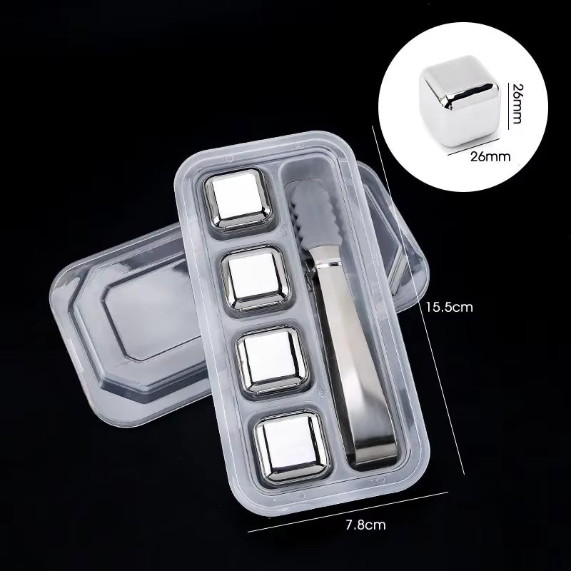 4/6/8 Pcs Stainless Steel Ice Cubes Set Reusable Chilling Stones for Whiskey Wine Wine Cooling Cube Chilling Rock Party Bar Tool