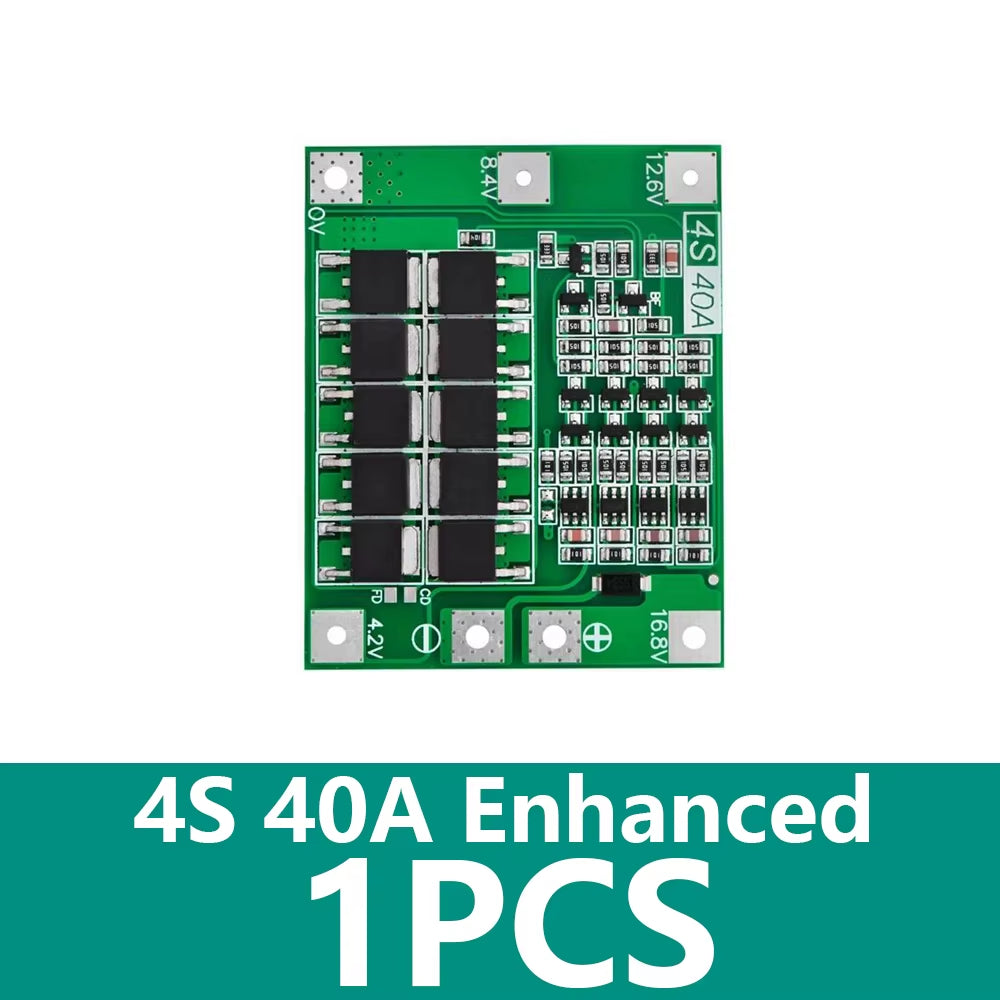 3S 4S 40A 60A Li-Ion Lithium Battery Charger Protection Board 18650 BMS for Drill Motor 11.1V 12.6V/14.8V 16.8V Enhance/Balance