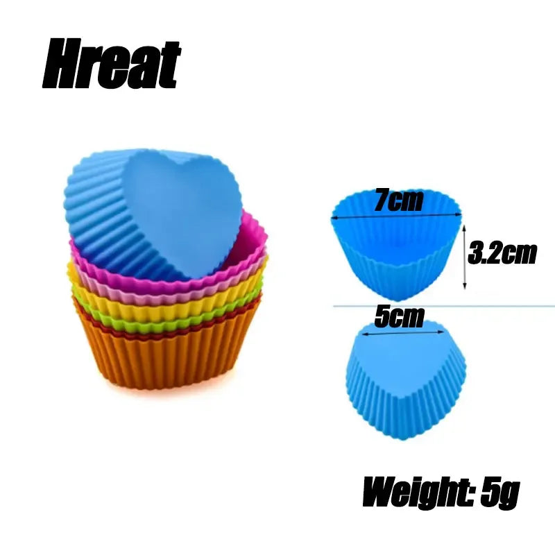 5/10/20/30Pcs/Lot Silicone Cake Mold round Heart Shape Muffin Cupcake Baking Molds Home Kitchen Bakeware Resistant and Soft