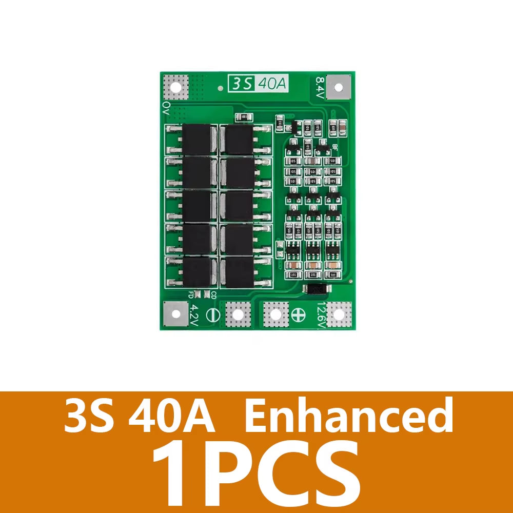 3S 4S 40A 60A Li-Ion Lithium Battery Charger Protection Board 18650 BMS for Drill Motor 11.1V 12.6V/14.8V 16.8V Enhance/Balance