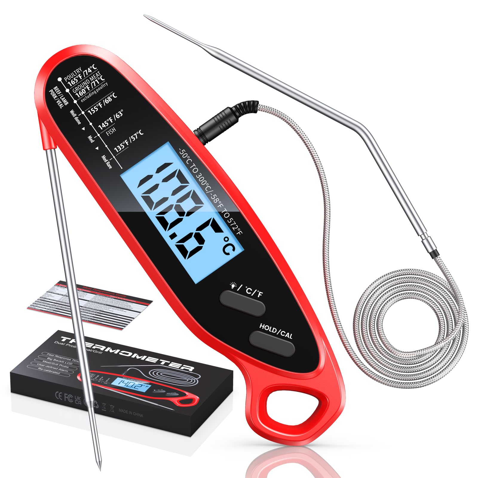 Babacom Digital Meat Thermometer – Dual Probes, Instant Read, Backlight Screen for Cooking & BBQ - Avidor