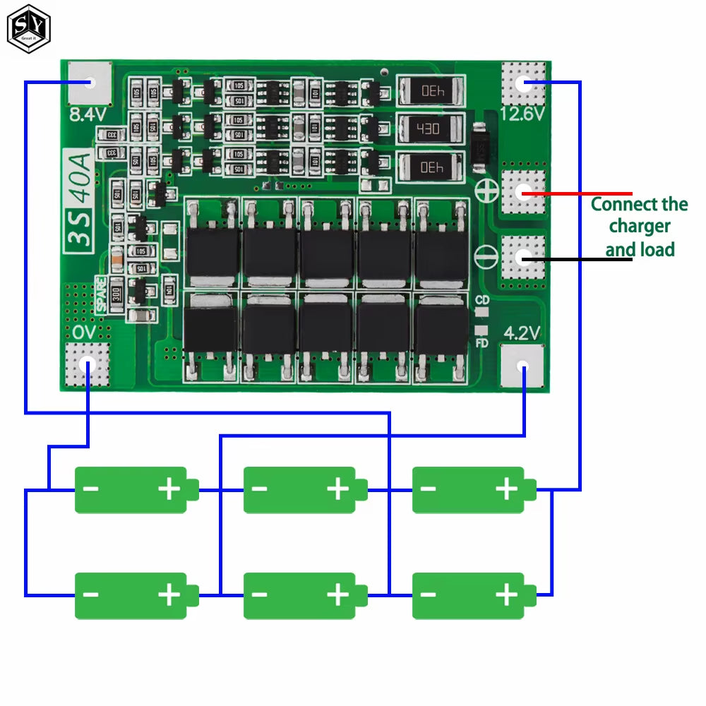 3S 4S 40A 60A Li-Ion Lithium Battery Charger Protection Board 18650 BMS for Drill Motor 11.1V 12.6V/14.8V 16.8V Enhance/Balance