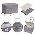 Homsorout Foldable Storage Boxes with Lid – 2 - Pack Grey Wardrobe Organizers with Handle - Avidor