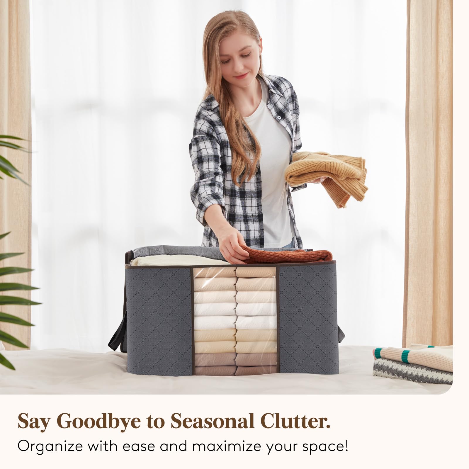 Lifewit 3 - Pack 95L Clothes Storage Bags with Lid – Grey - Avidor