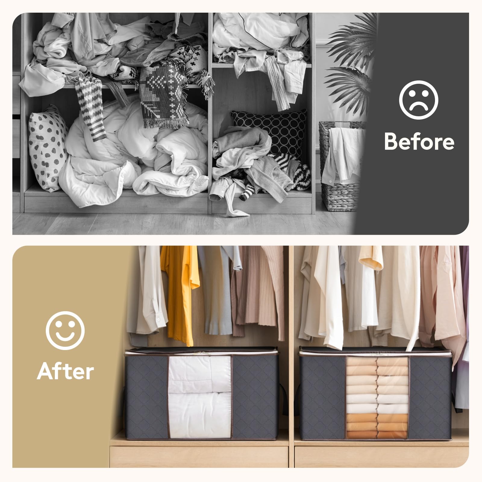 Lifewit 3 - Pack 95L Clothes Storage Bags with Lid – Grey - Avidor