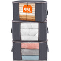 Lifewit 3 - Pack 95L Clothes Storage Bags with Lid – Grey - Avidor