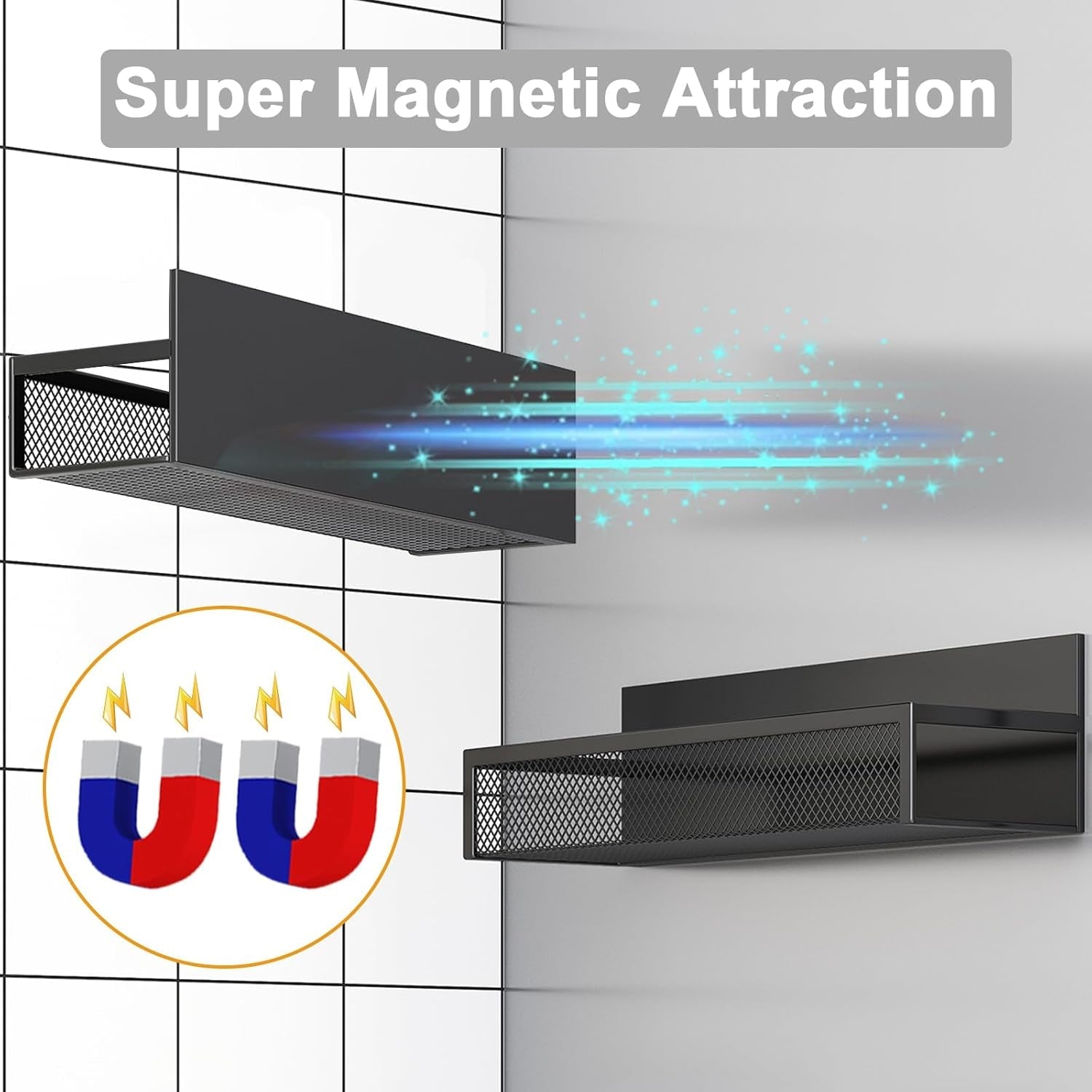 Magnetic Spice Rack for Refrigerator – 2 - Pack Fridge Organizer Shelves with Hooks - Avidor