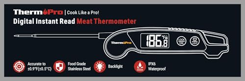 ThermoPro TP603 Digital Meat Thermometer – Instant Read, Waterproof with Probe & Backlit LCD - Avidor